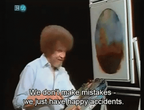 Image result for bob ross happy accidents gif
