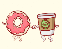 Donuts And Coffee GIF - Donut Coffee Holdinghands GIFs
