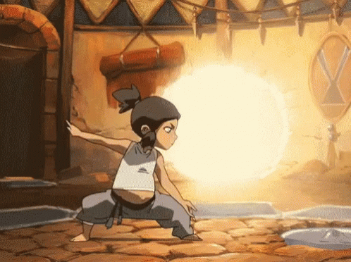 Toddler Korra bending water, earth, and fire
