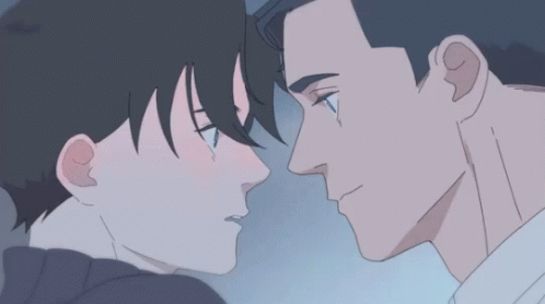 cute gay anime hug gif