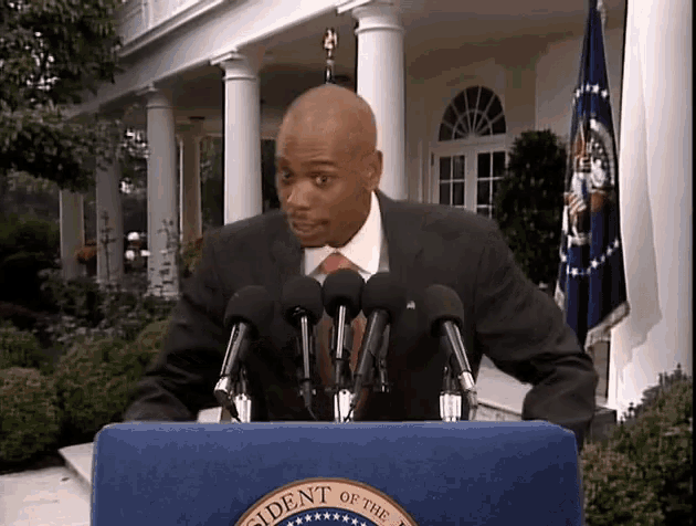Image result for dave chappelle president press conference gif