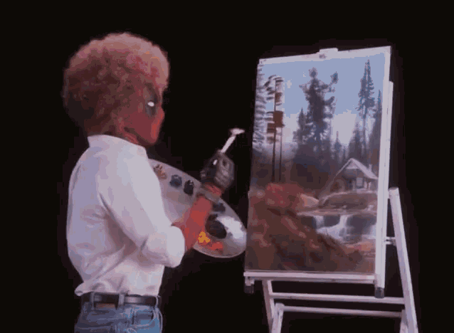Deadpool Painting Gif Deadpool Bobross Discover Share Gifs