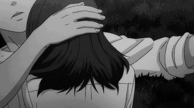 Anime girl hugging boy gif