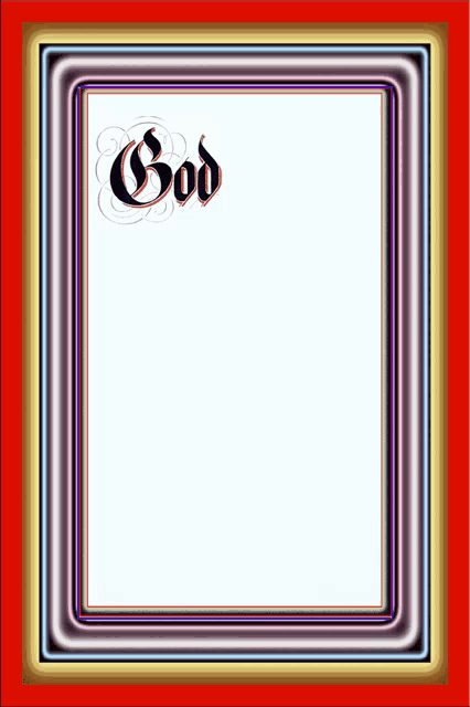 a picture frame with the word god written in black