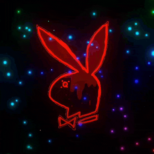 a red neon playboy bunny with a bow tie