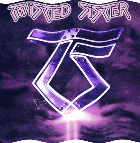 a twisted sister album cover with a purple and white logo