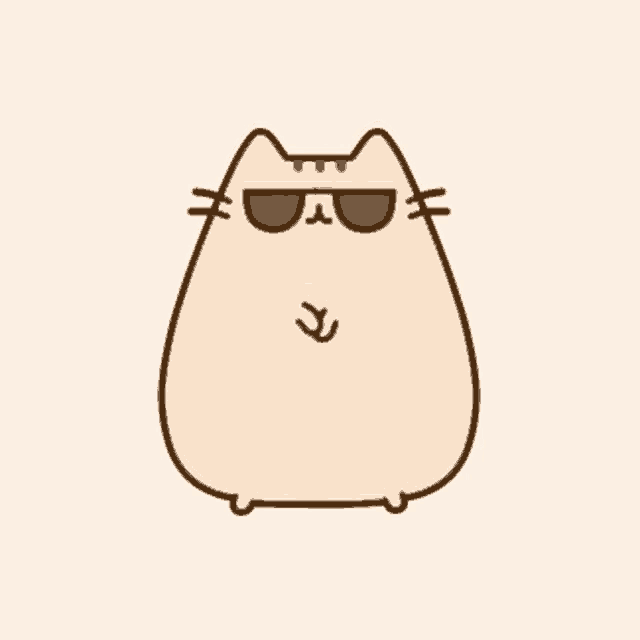 a cartoon cat wearing sunglasses has a s on its face