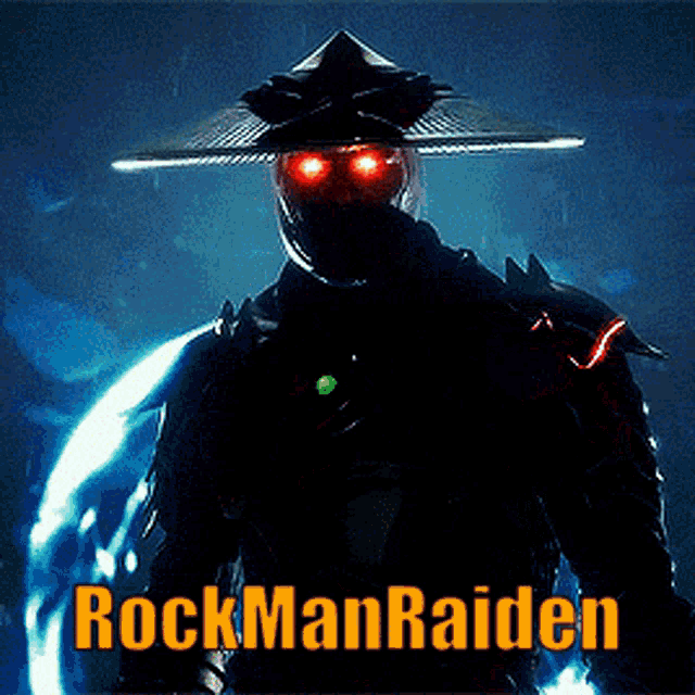 a poster for rockman raiden with a samurai