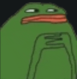 a green frog with a red beak is making a sad face .