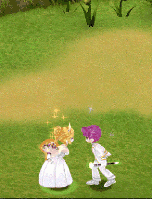 a boy and a girl are playing a video game