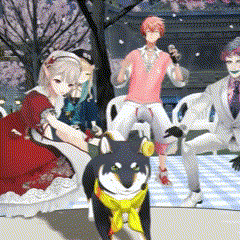 a group of anime characters including a dog