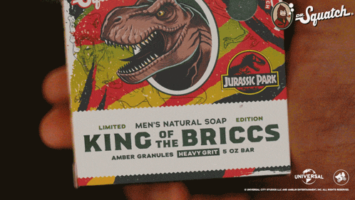 a person holding a box of king of the briccs soap