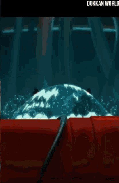 a dog 's ears are visible behind a foamy surface with the words dokken world written on the bottom
