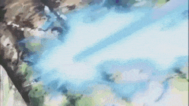 a shark is being attacked by a sword in a cartoon .