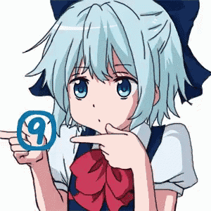 a blue haired anime girl is pointing at a number 9