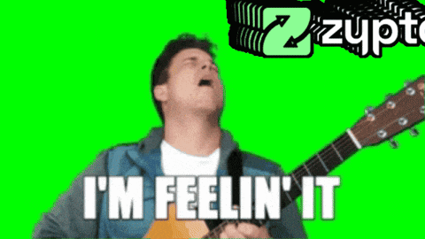 a man playing a guitar with the words i 'm feelin ' it