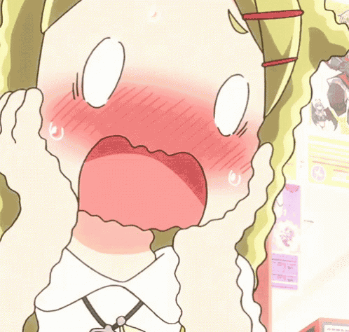 a cartoon of a girl with a surprised expression on her face