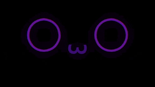 a black background with purple circles and the letters o and w