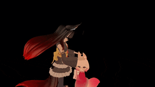 a girl in a cat costume is holding a cat in her arms