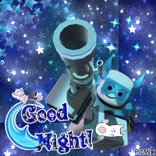 a picture of a cannon with the words good night written below it