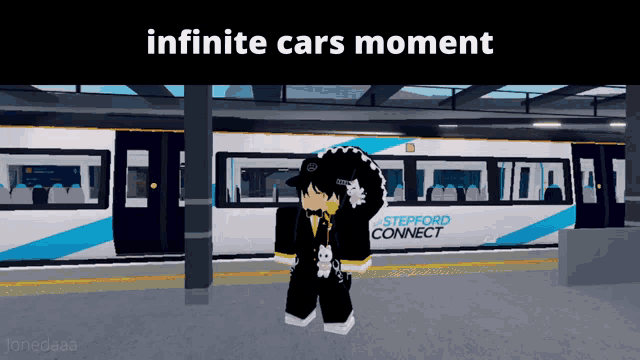 a person standing in front of a stepford connect bus