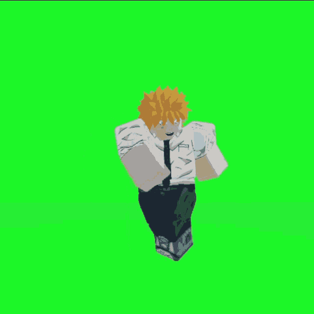 a man with orange hair is running on a green screen .