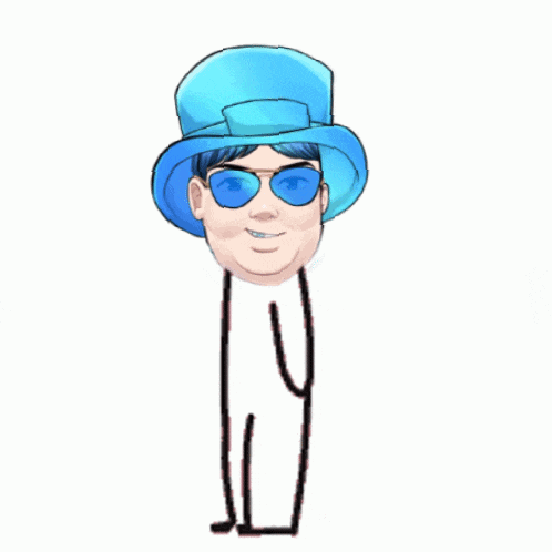 a drawing of a man wearing a top hat and sunglasses with an arrow sticking out of his neck