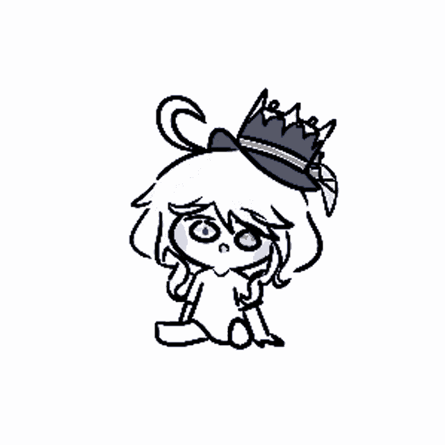 a drawing of a little girl wearing a crown and a hat .