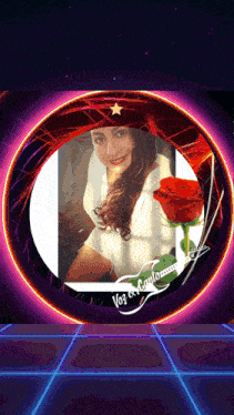 a picture of a woman with a red rose and the words voz a canto on the bottom right