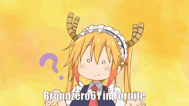 a cartoon of a maid with horns and the words broudzero6t in fortnite