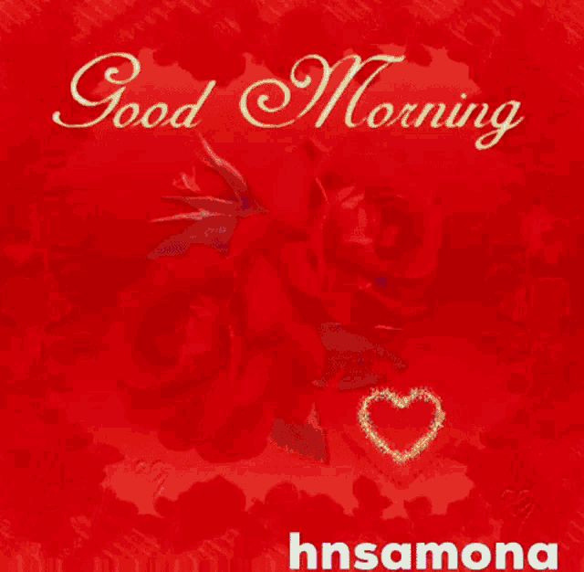 a good morning card with purple roses and hearts on a purple background