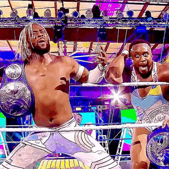 The New Day Smack Down Tag Team Champions GIF - The New Day Smack Down Tag Team Champions Kofi Kingston GIFs