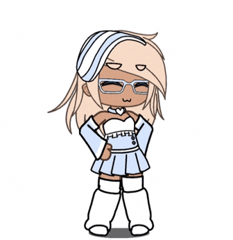 a cartoon girl with blonde hair and glasses is wearing a blue dress and white boots .