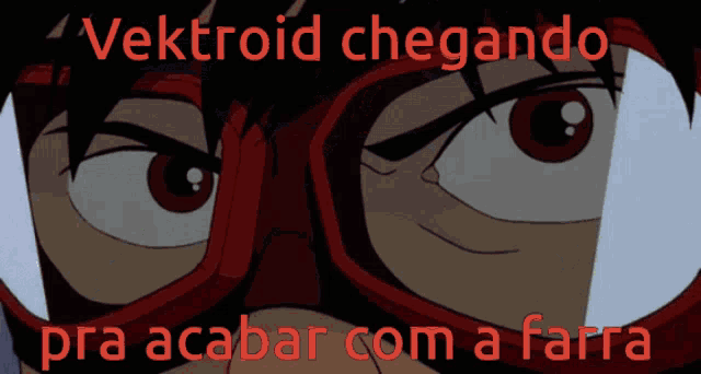 a cartoon character with the words " vektord chegando pra acabar com a farra " on the bottom
