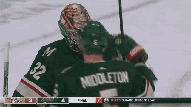 a hockey player with the name middleton on their back