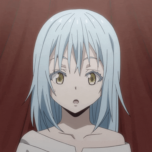a close up of a anime character with blue hair