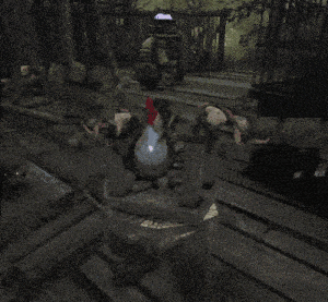 a blurred image of a person standing in a dark room