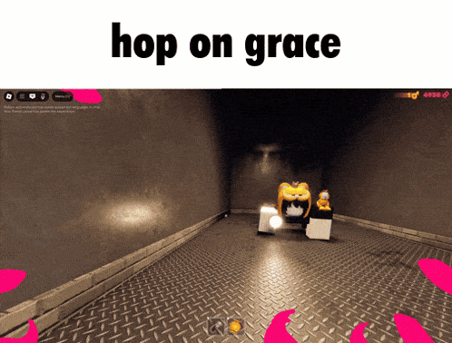 a screenshot of a video game with the words hop on grace