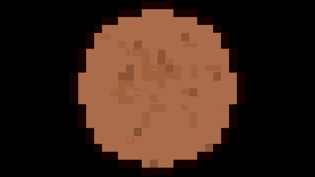 a pixel art drawing of a brown object with black borders