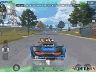 a car in a video game with the number 93 on the side