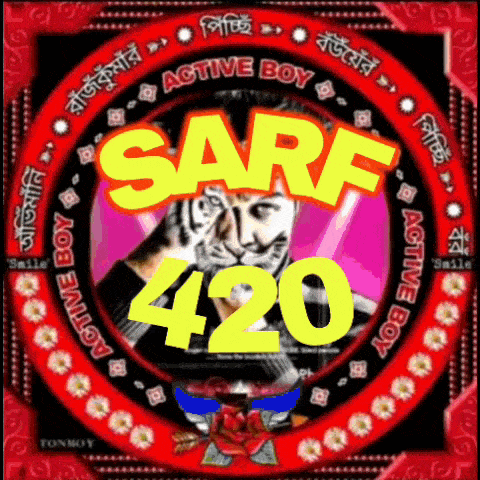 a picture of a man in a circle with the words sarf 420