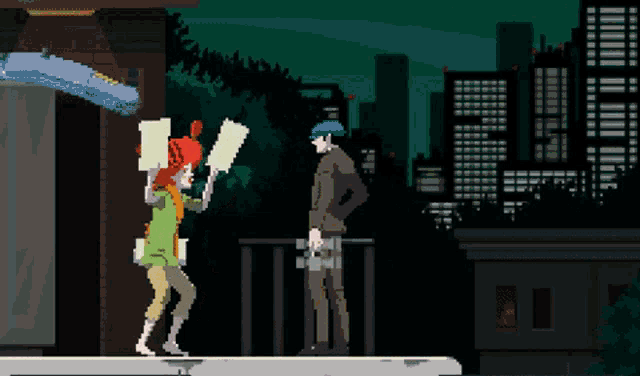 a pixel art drawing of a man and a woman