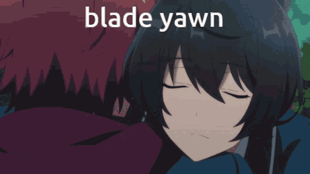 a picture of a person with the words blade yawn written on it