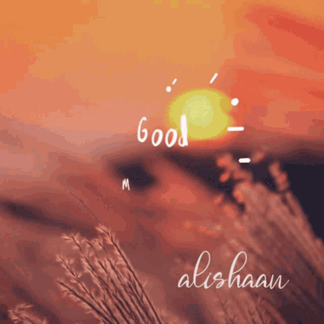 a picture of a sunset and the words good alishan