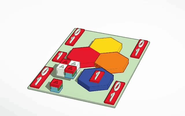 a 3d rendering of a board game with blocks that say aa on them