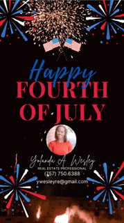 a poster that says happy fourth of july with a picture of a woman
