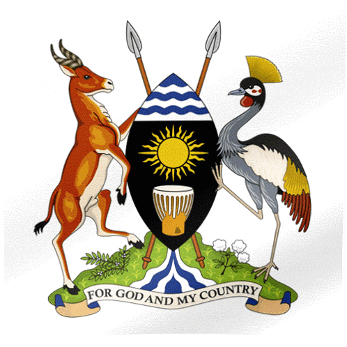 the coat of arms of a country with a gazelle and a crane