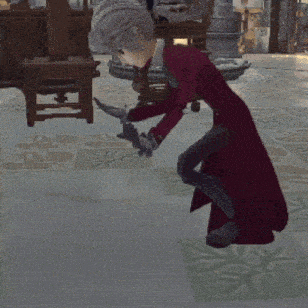 a cartoon character in a red coat is crawling on the ground