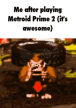 a picture of a video game character with the words me after playing metroid prime 2 ( it 's awesome )