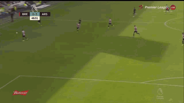 a soccer game between bre and ars is being played